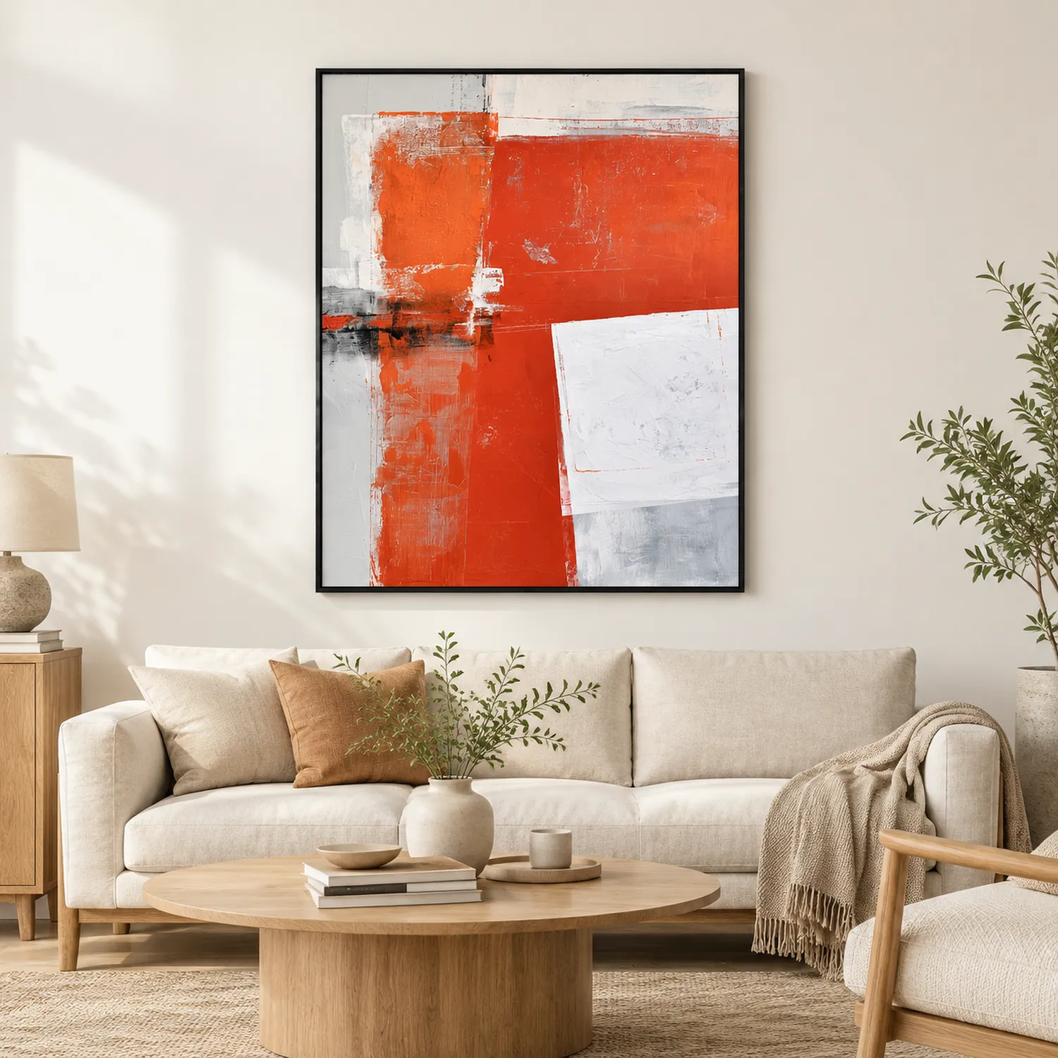 red-crossing-orange-abstract-wall-art-living-room-1 P052 | Red Crossing – Orange Abstract Wall Art