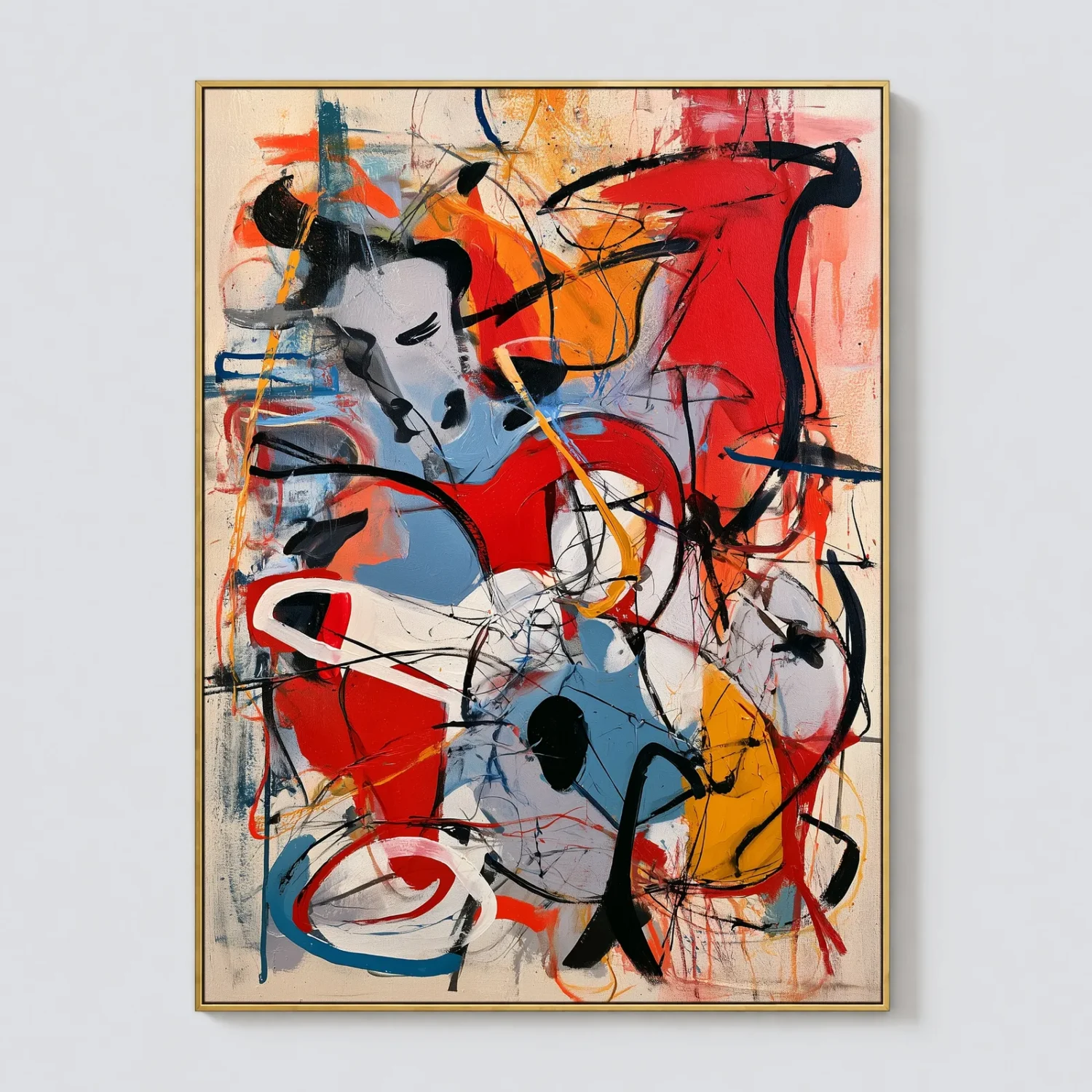 red-impulse-red-abstract-wall-art-T-3x4-gold-frame-wall P048 | Red Impulse – Red Abstract Wall Art