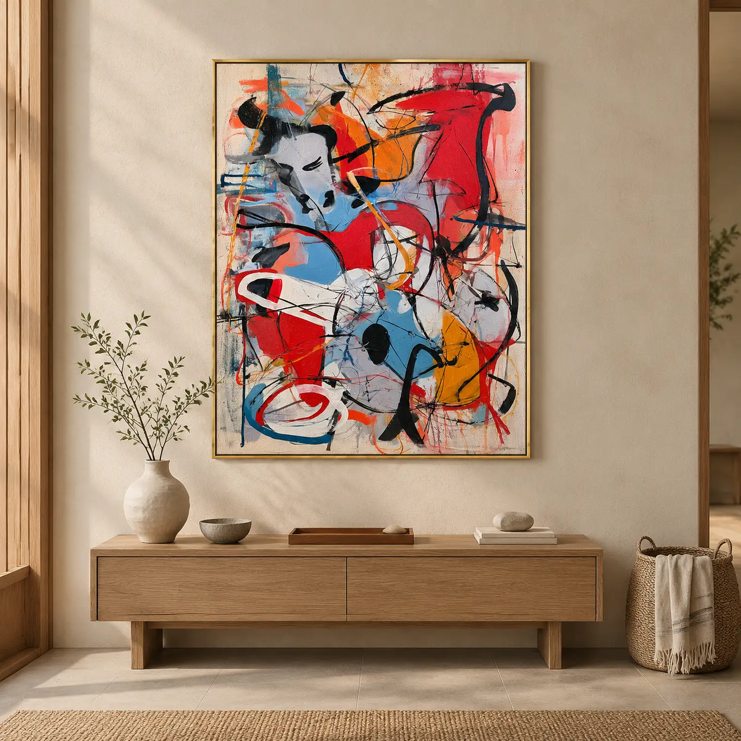 red-impulse-red-abstract-wall-art-entryway-1 P048 | Red Impulse – Red Abstract Wall Art