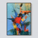 P036 | Red Kite – Blue Abstract Wall Art