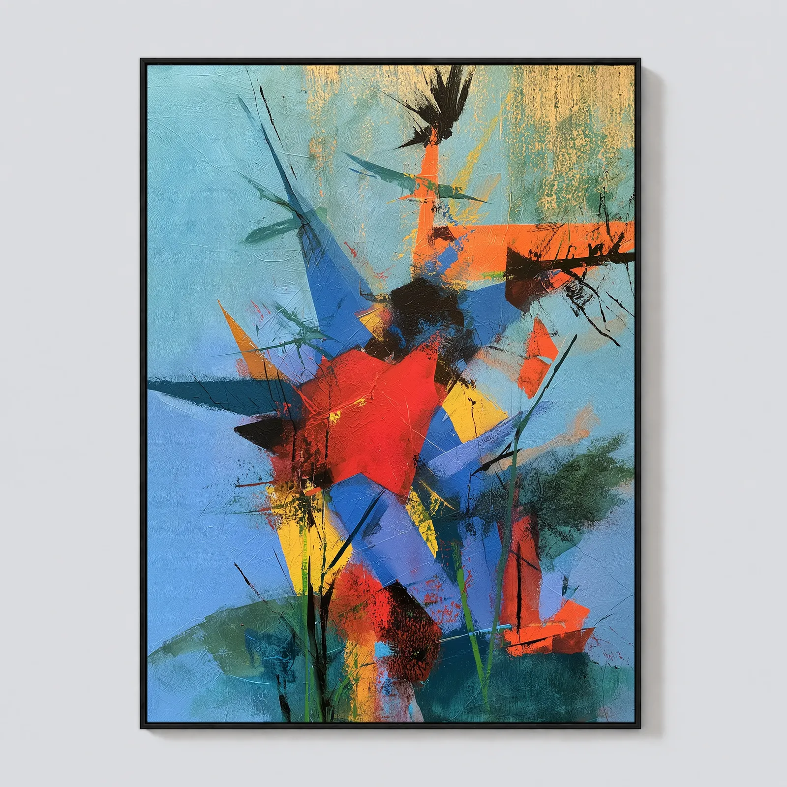 P036 | Red Kite – Blue Abstract Wall Art