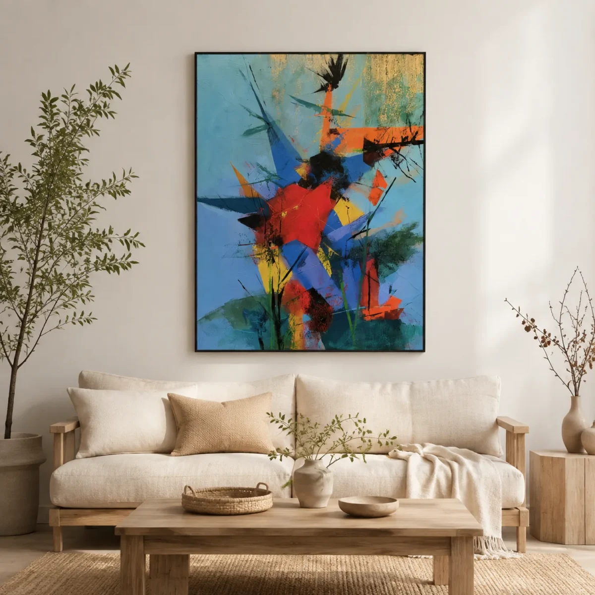 P036 | Red Kite – Blue Abstract Wall Art