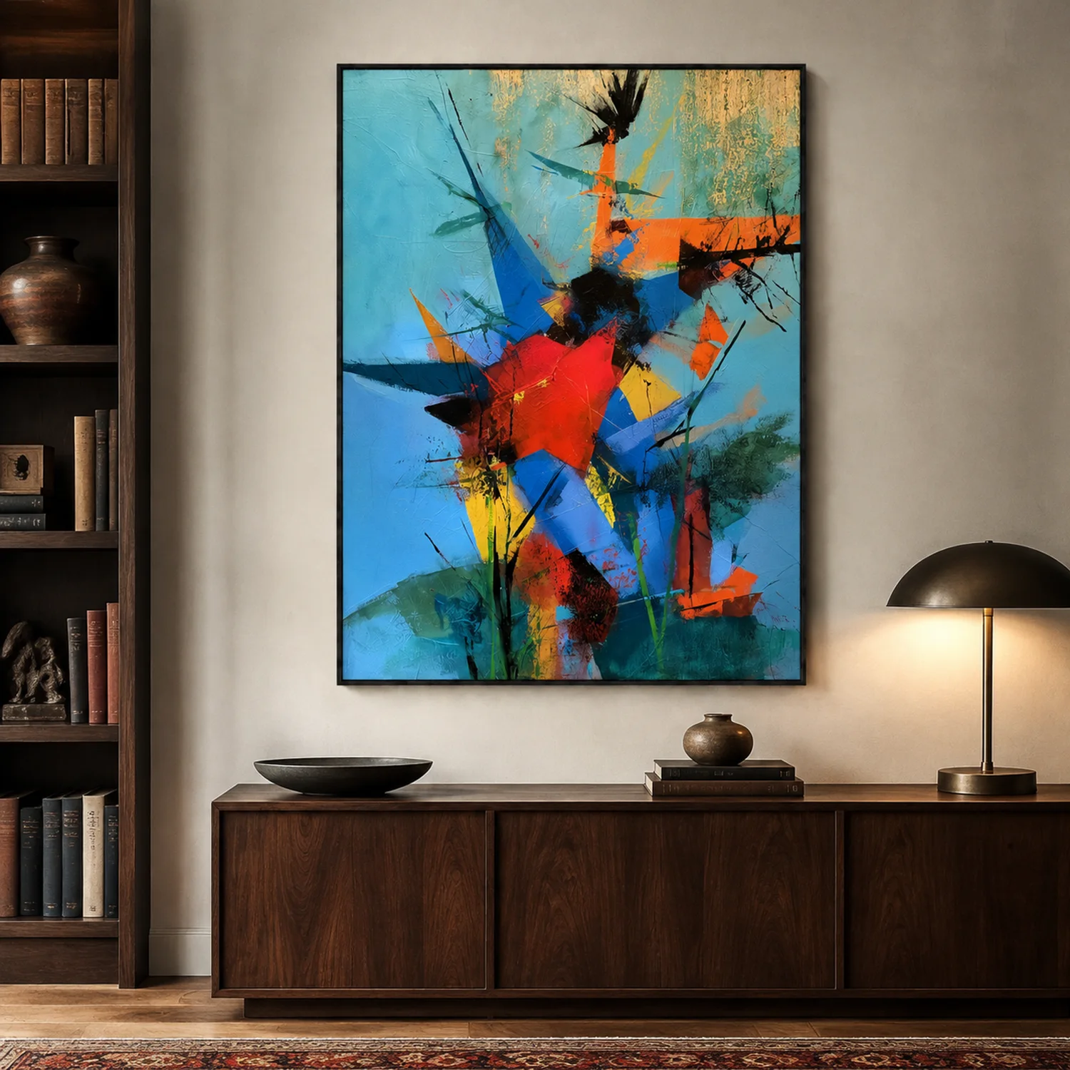 red-kite-blue-abstract-wall-art-office-1 P036 | Red Kite – Blue Abstract Wall Art