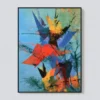 red-pennant-blue-abstract-wall-art-T-3x4-black-frame-wall P037 | Red Pennant – Blue Abstract Wall Art