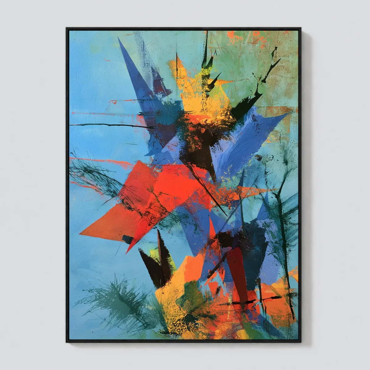 P037 | Red Pennant – Blue Abstract Wall Art