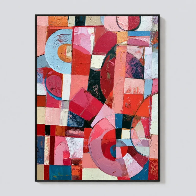 P061 | Red Pivot – Pink Abstract Wall Art