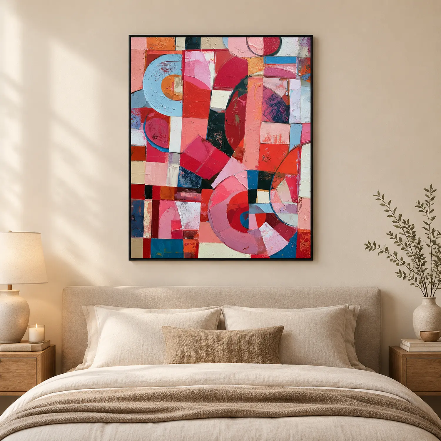 red-pivot-pink-abstract-wall-art-bedroom-1 P061 | Red Pivot – Pink Abstract Wall Art