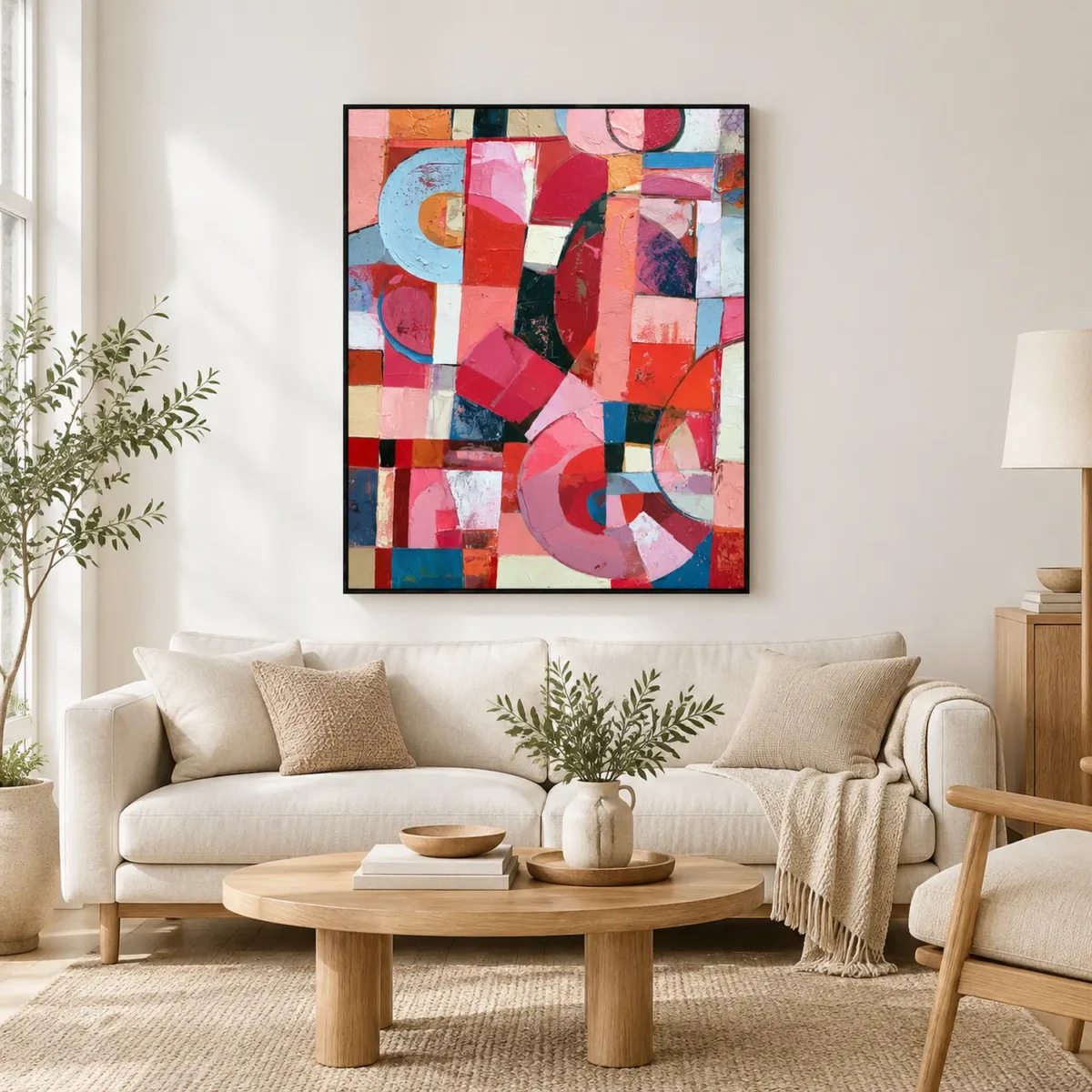 P061 | Red Pivot – Pink Abstract Wall Art