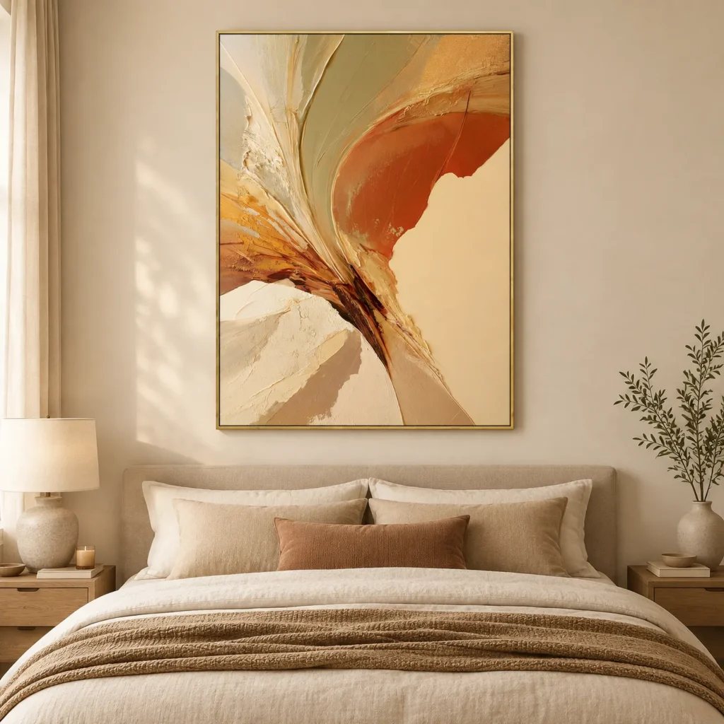 P075 | Terracotta Sweep – Beige Abstract Canvas