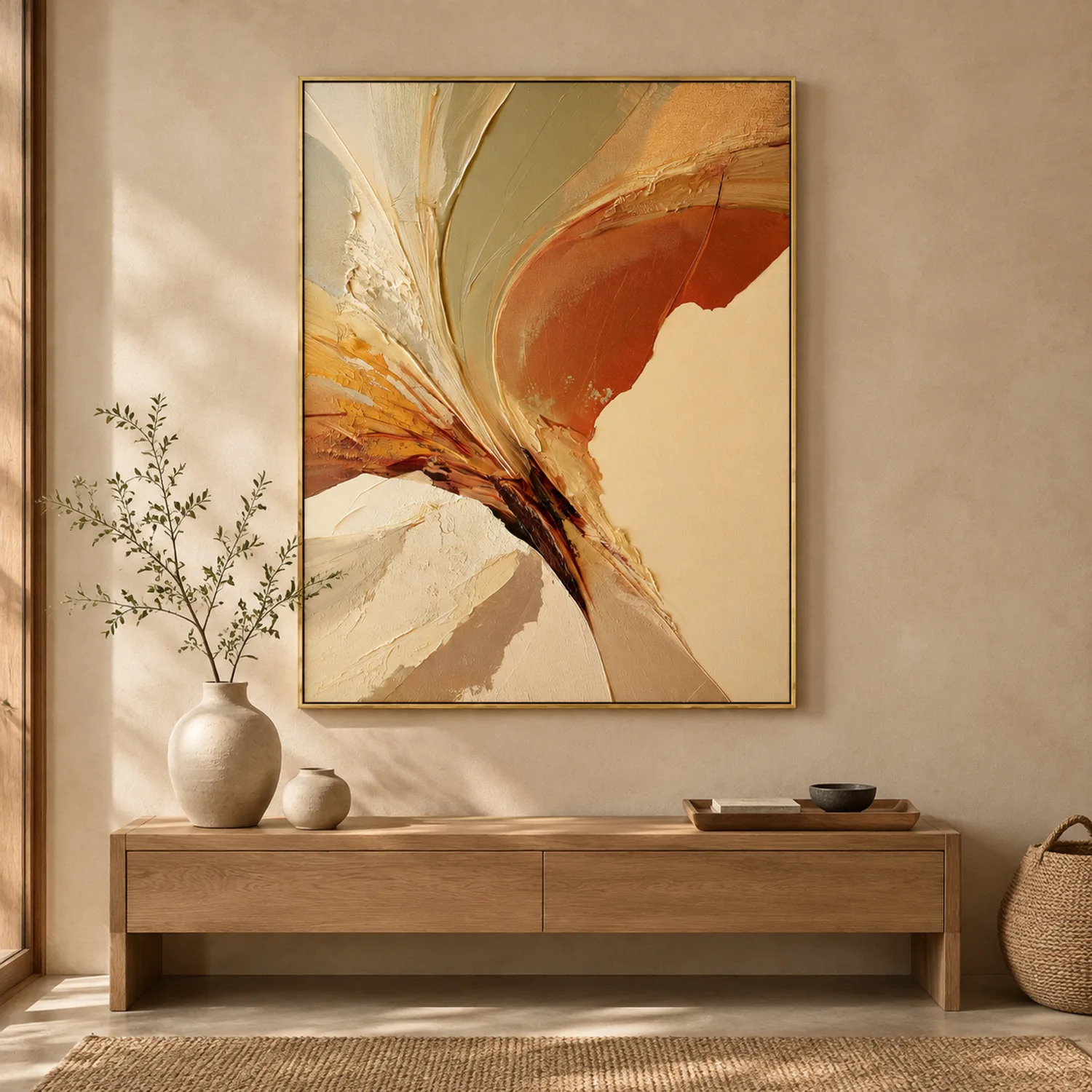 terracotta-sweep-beige-abstract-canvas-display-04 P075 | Terracotta Sweep – Beige Abstract Canvas
