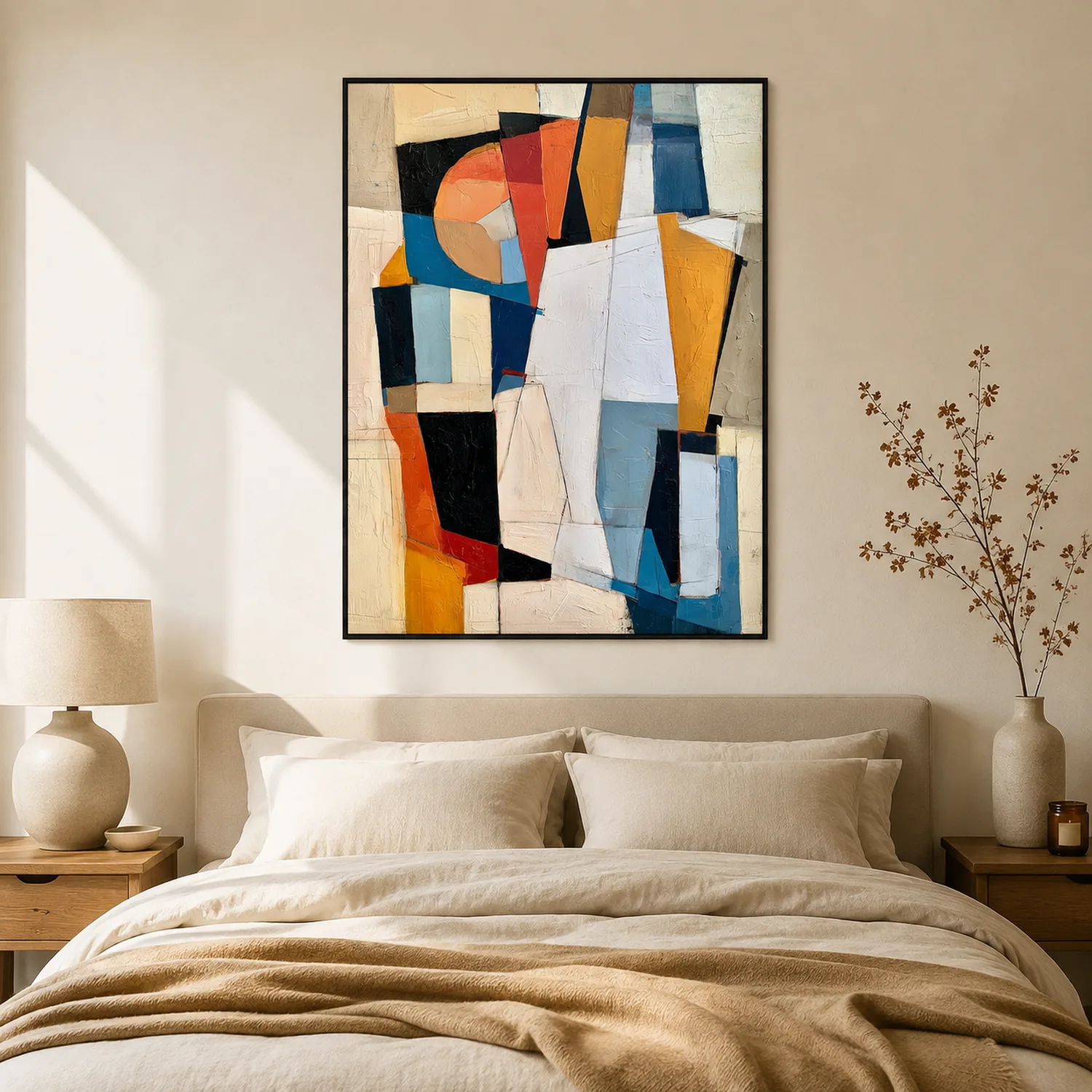 P042 | The Orange Fan – Geometric Abstract Wall Art