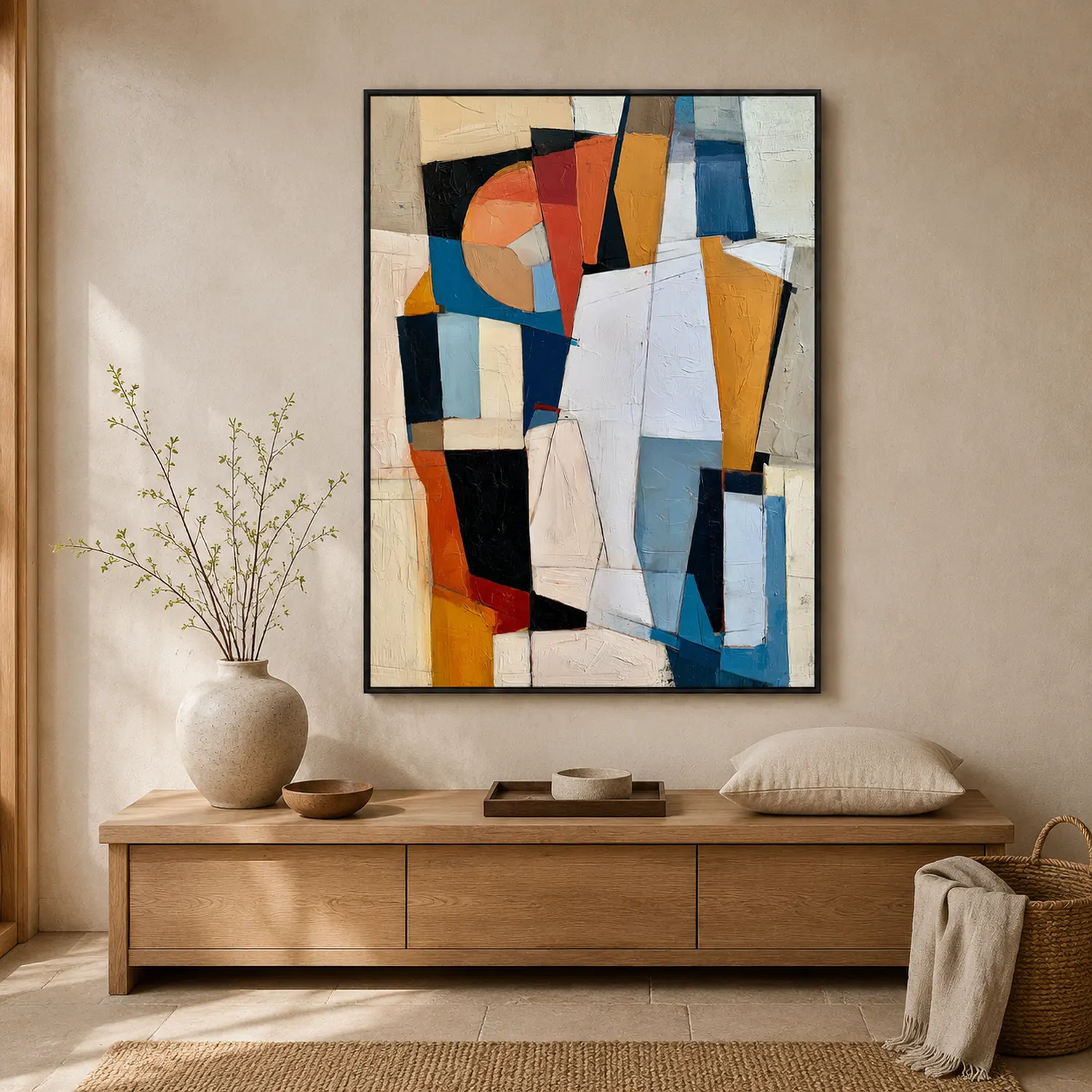 P042 | The Orange Fan – Geometric Abstract Wall Art