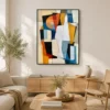 P042 | The Orange Fan – Geometric Abstract Wall Art