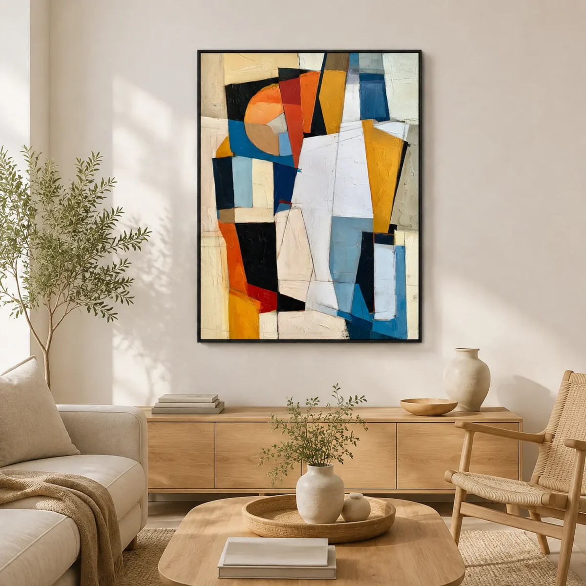 P042 | The Orange Fan – Geometric Abstract Wall Art
