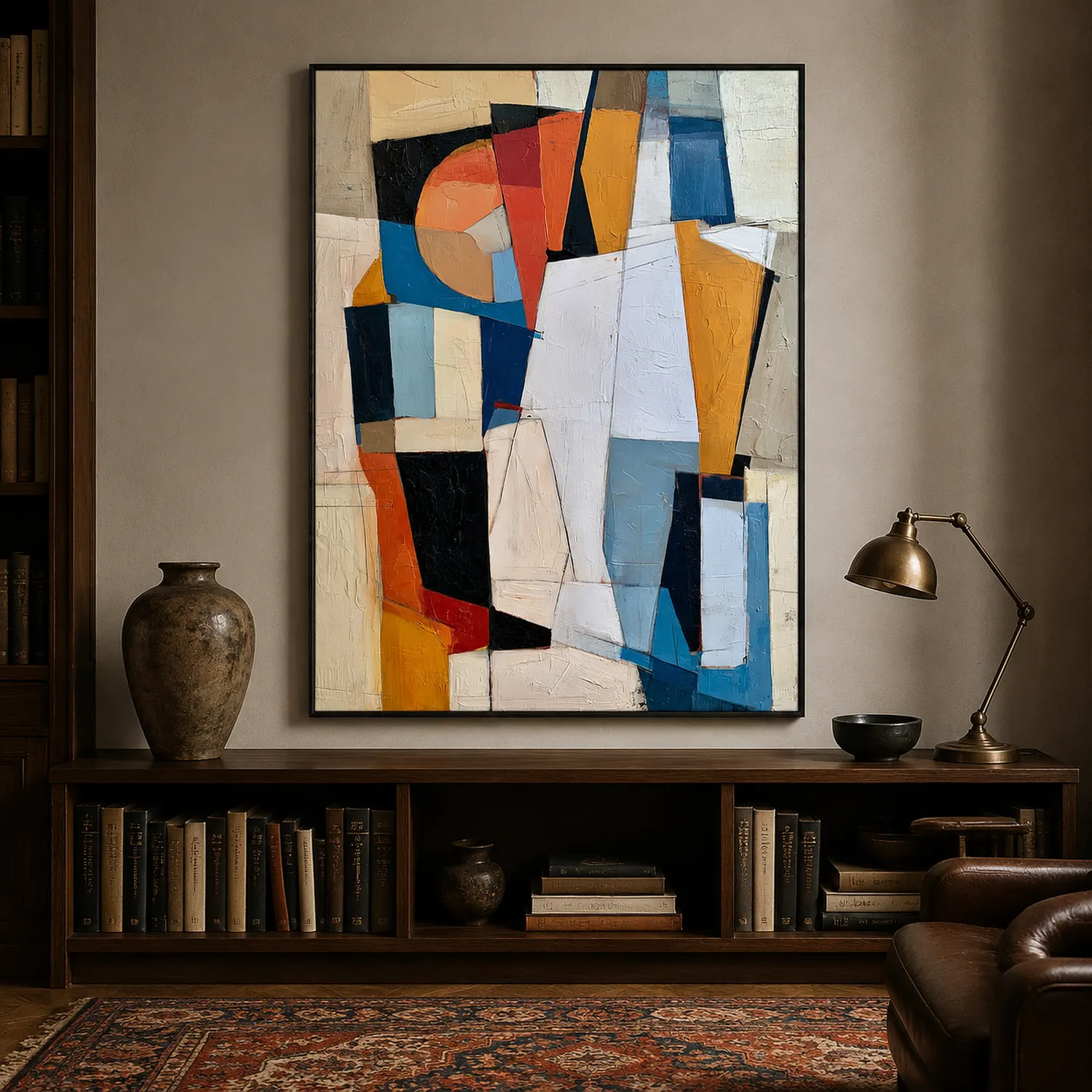 P042 | The Orange Fan – Geometric Abstract Wall Art