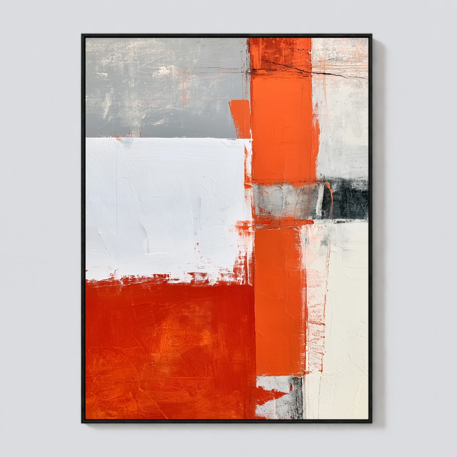 vertical-ember-orange-abstract-wall-art-T-3x4-black-frame-wall P054 | Vertical Ember – Orange Abstract Wall Art