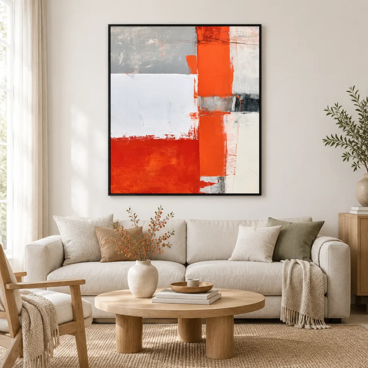 P054 | Vertical Ember – Orange Abstract Wall Art