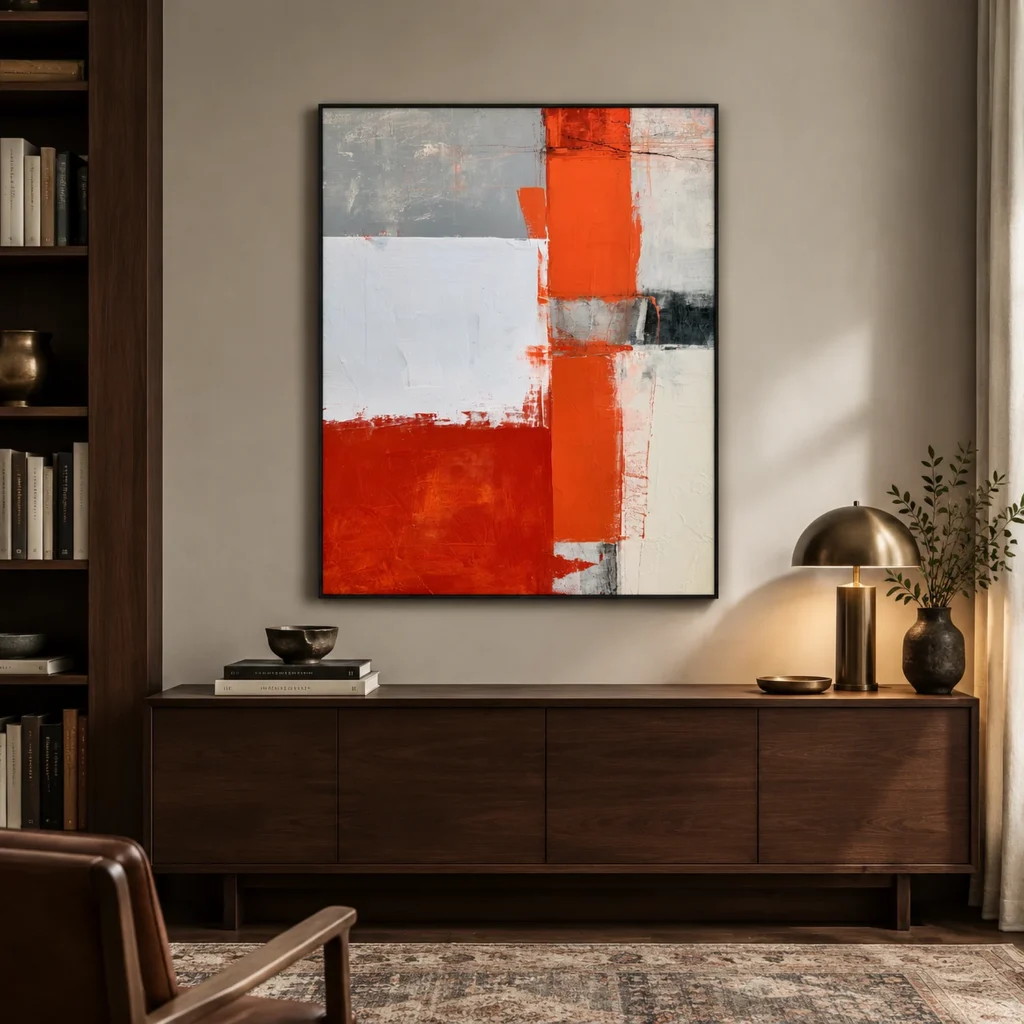 P054 | Vertical Ember – Orange Abstract Wall Art