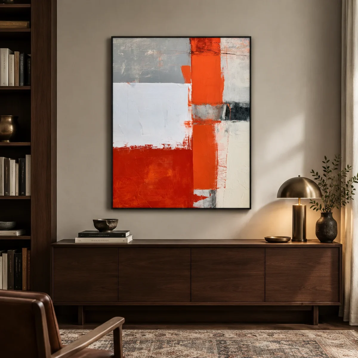 P054 | Vertical Ember – Orange Abstract Wall Art