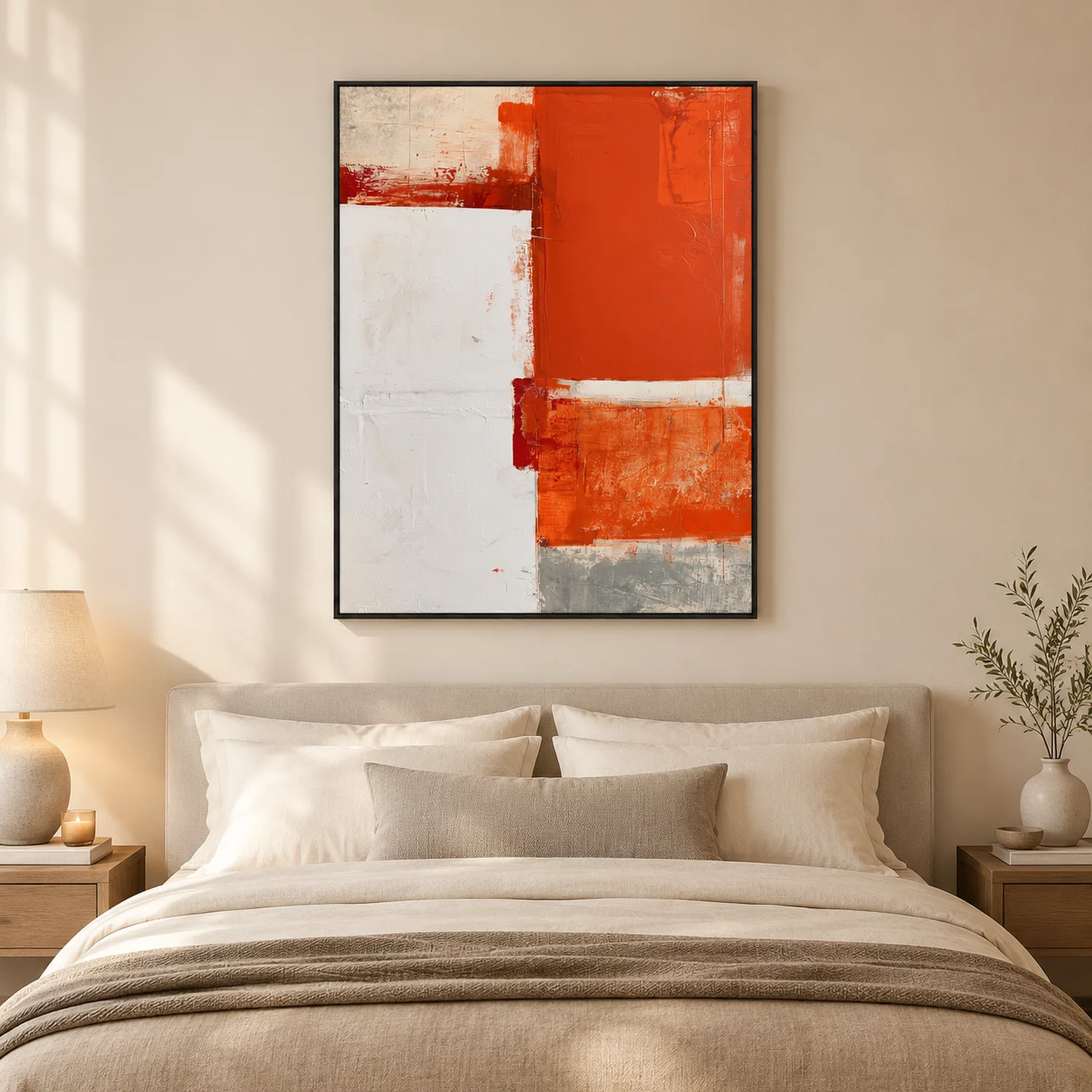 warm-divide-orange-abstract-wall-art-bedroom-1 P059 | Warm Divide – Orange Abstract Wall Art