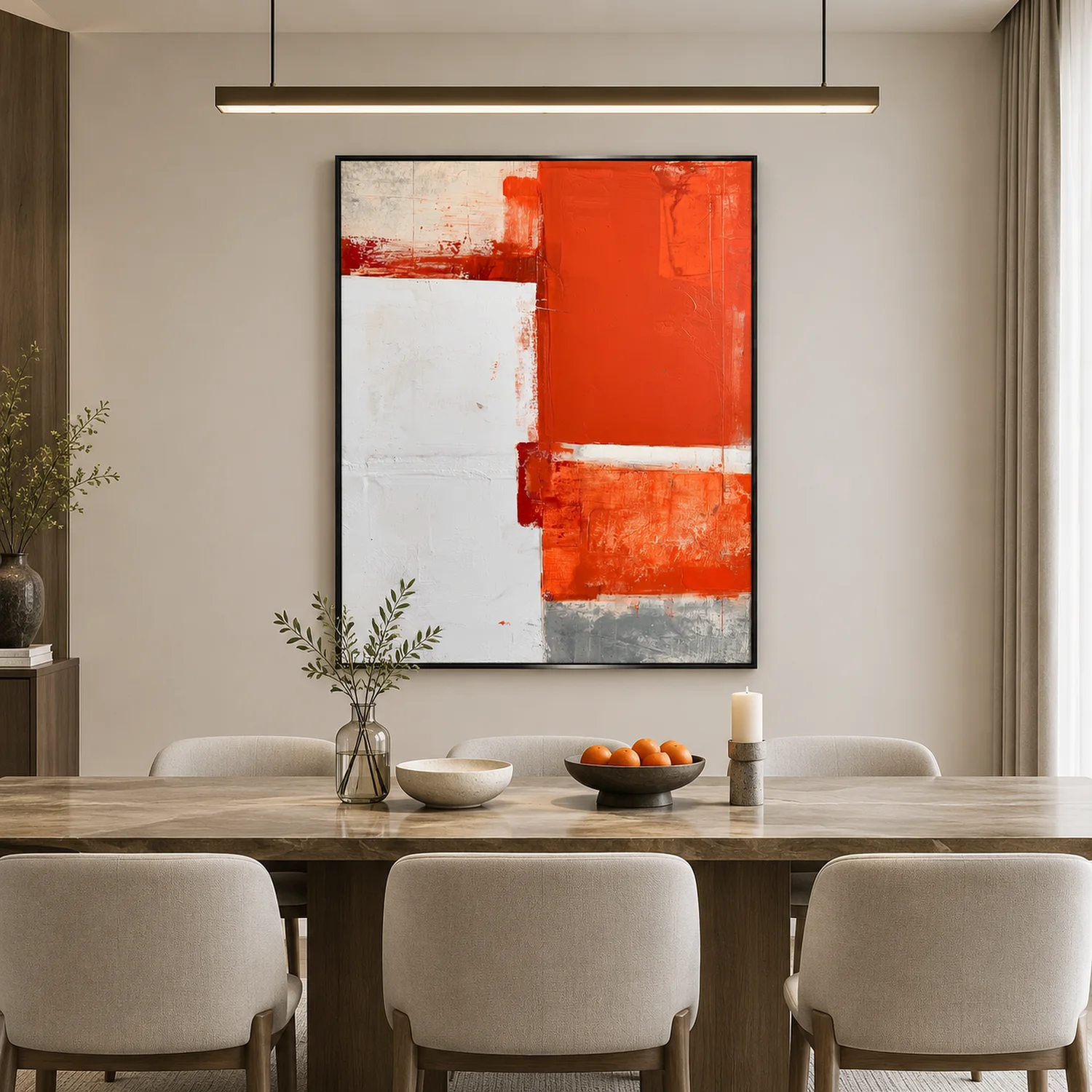 warm-divide-orange-abstract-wall-art-dining-room-1 P059 | Warm Divide – Orange Abstract Wall Art