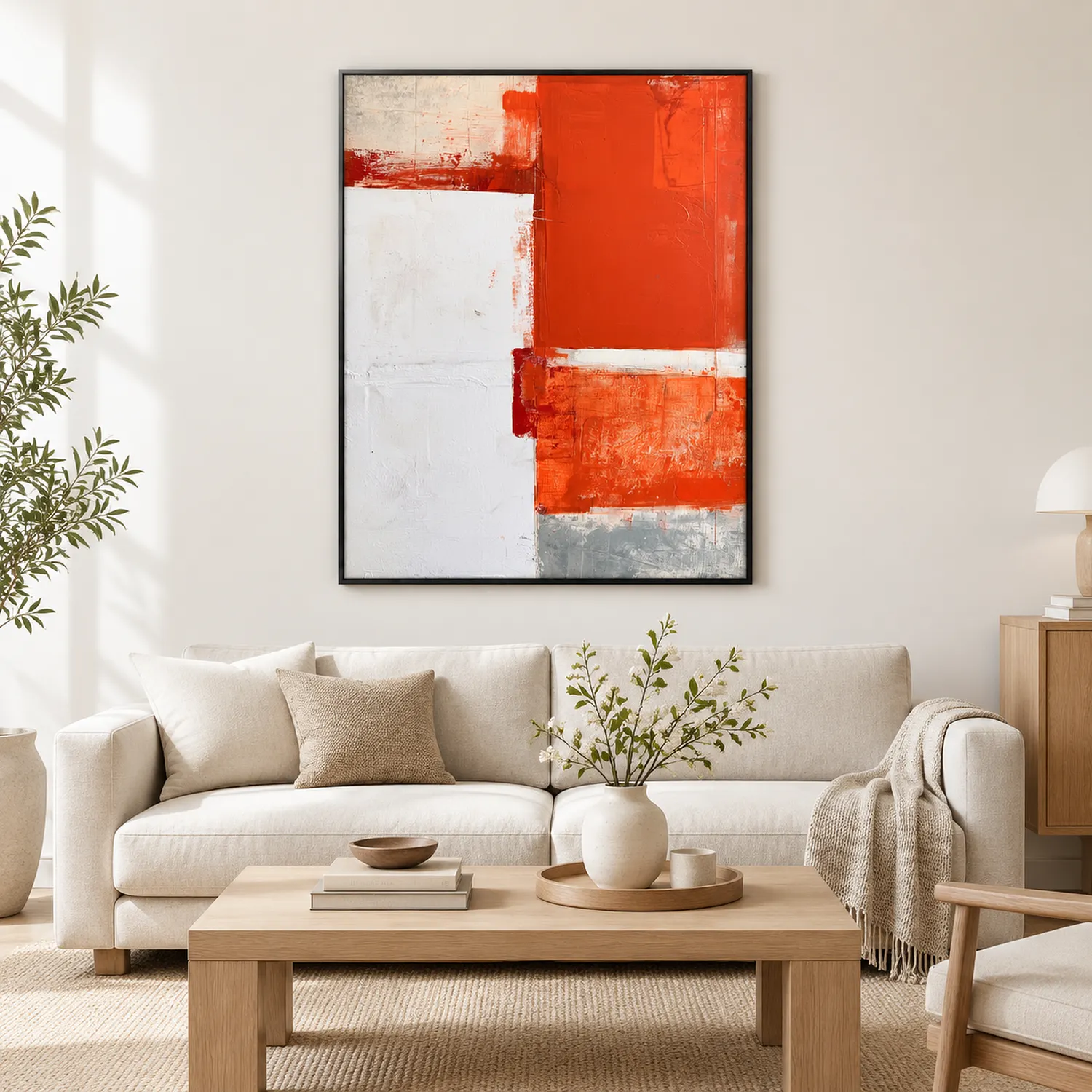 warm-divide-orange-abstract-wall-art-living-room-1 P059 | Warm Divide – Orange Abstract Wall Art
