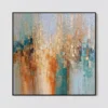 S041 | Amber Grid – Blue Orange Abstract Wall Art