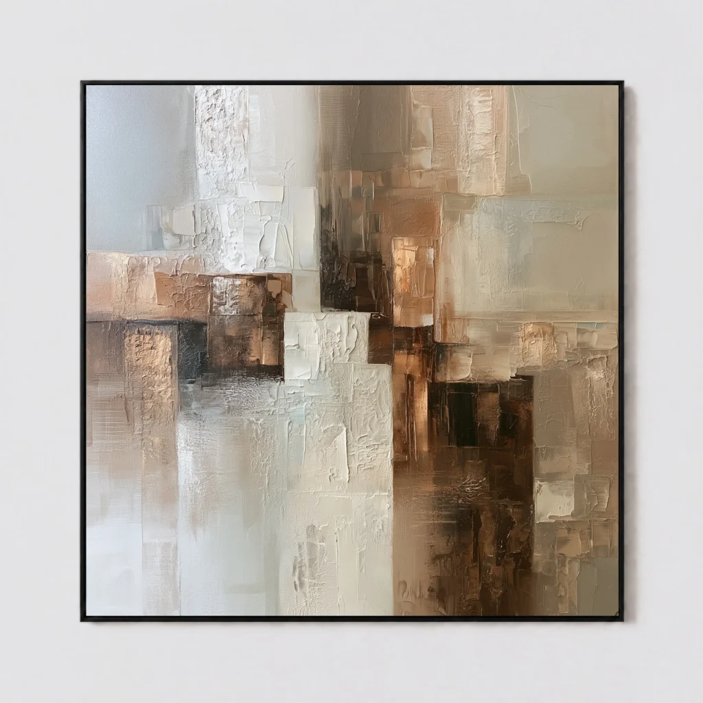 S061 | Broken Facade – Neutral Abstract Painting