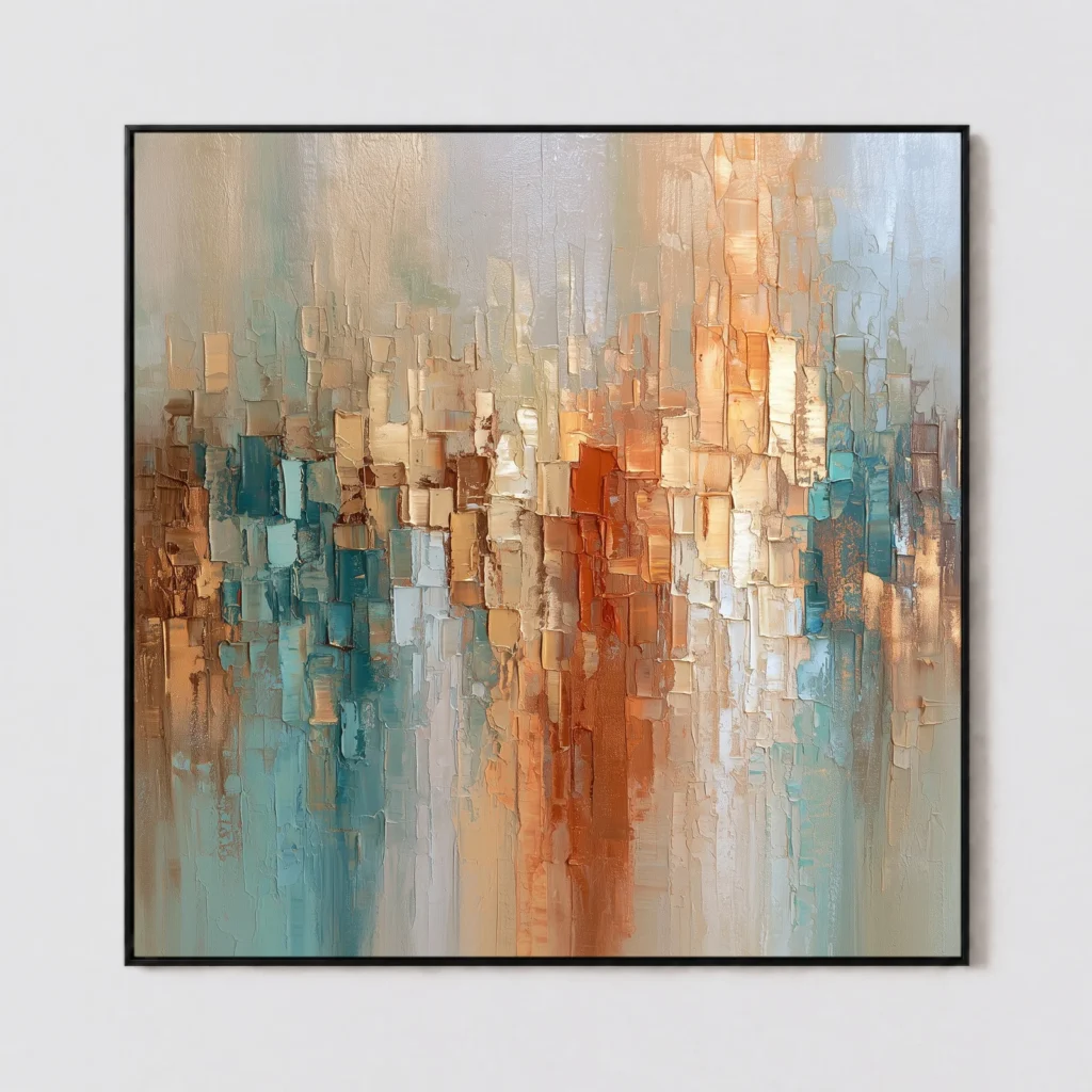 S042 | Burnt Axis – Blue Orange Abstract Wall Art