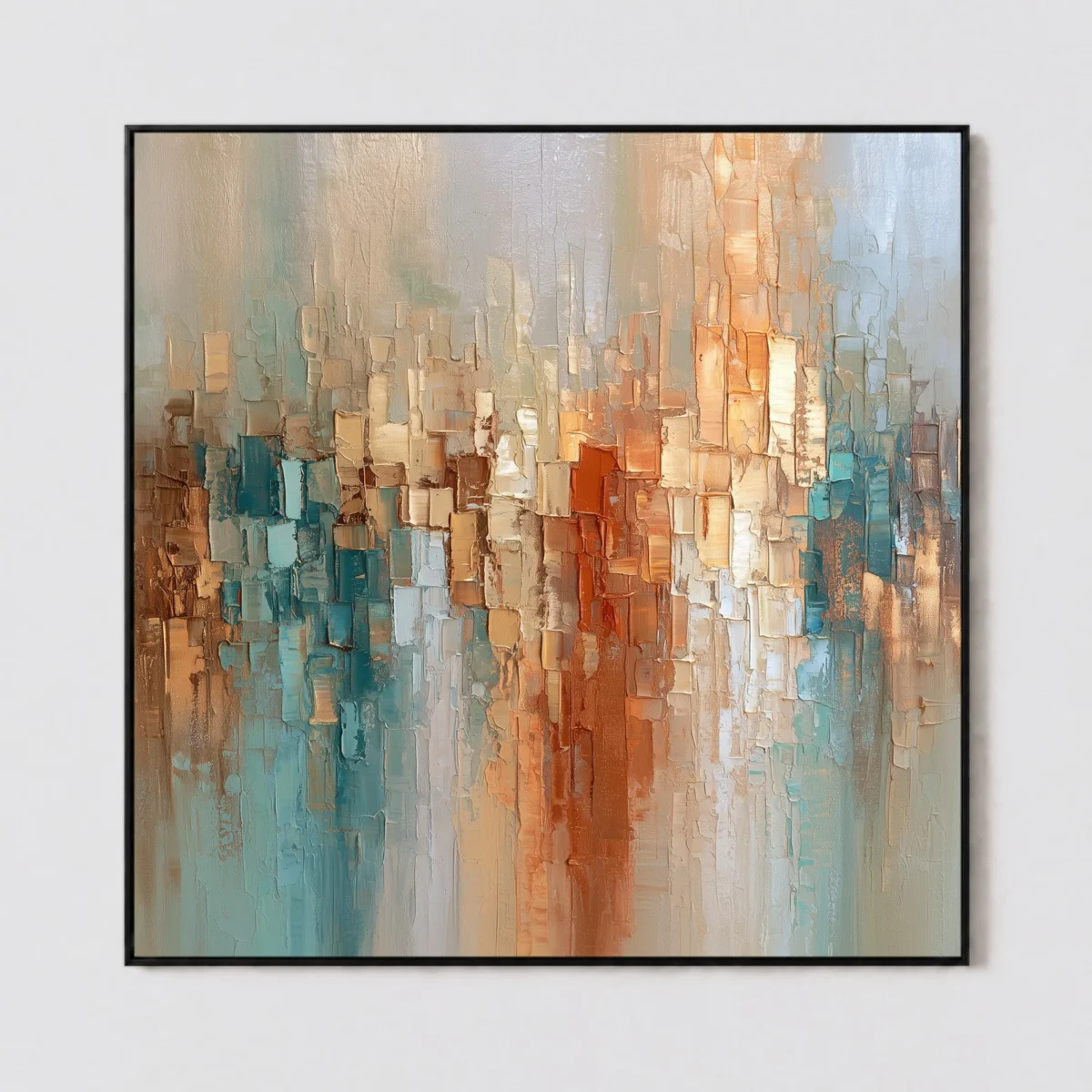 S042 | Burnt Axis – Blue Orange Abstract Wall Art
