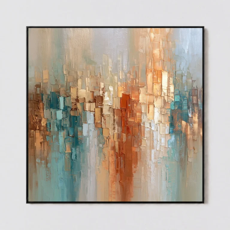 S042 | Burnt Axis – Blue Orange Abstract Wall Art