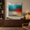 copper-horizon-blue-abstract-wall-art-display-02 S048 | Copper Horizon – Blue Abstract Wall Art