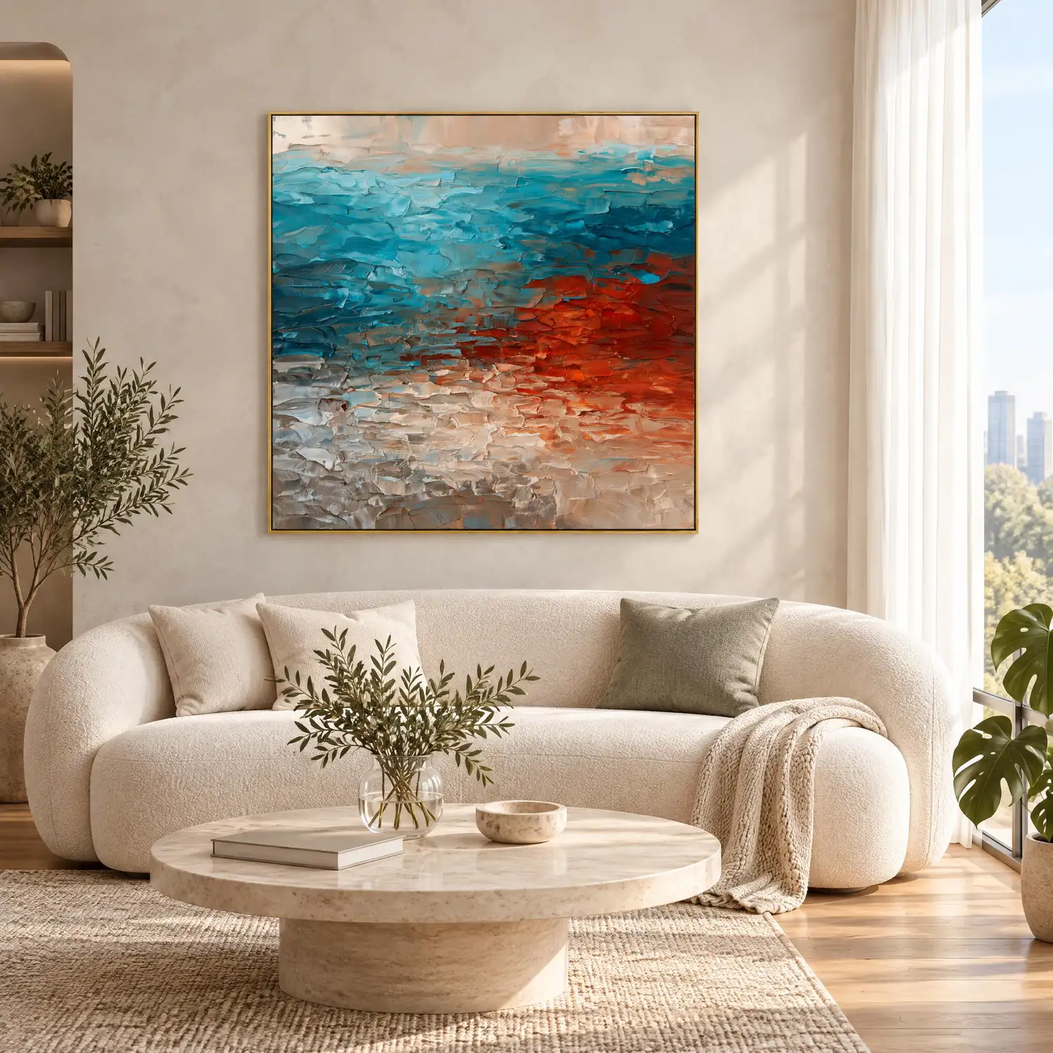 copper-horizon-blue-abstract-wall-art-display-04 S048 | Copper Horizon – Blue Abstract Wall Art
