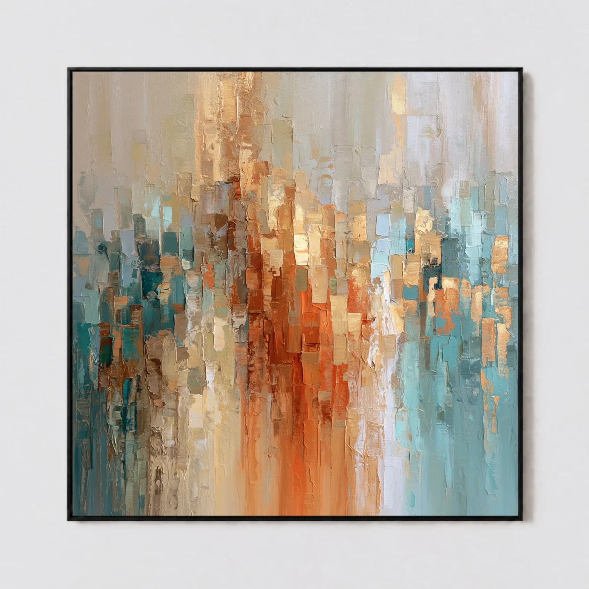 S040 | Copper Rise – Blue Orange Abstract Wall Art