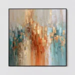 S040 | Copper Rise – Blue Orange Abstract Wall Art