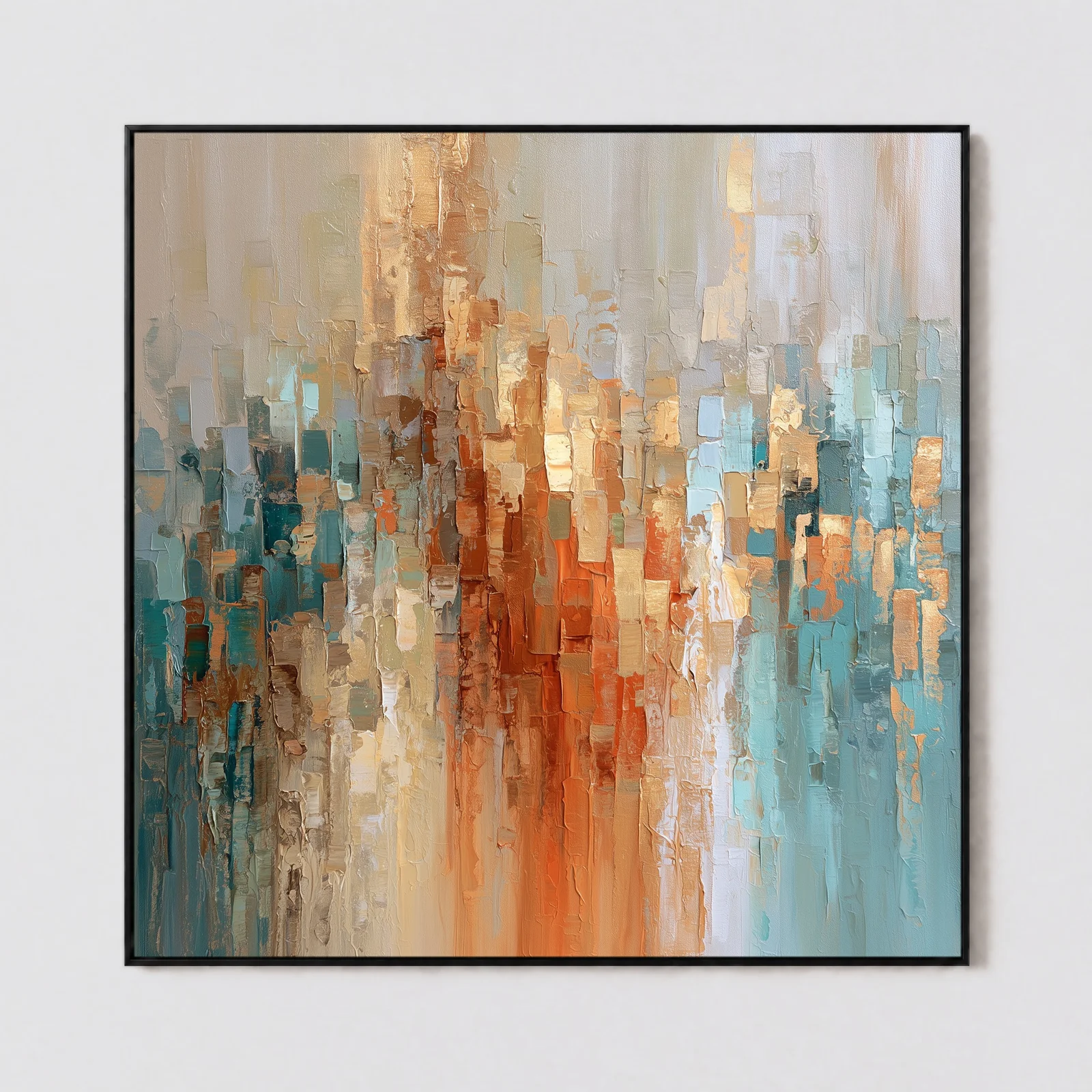 S040 | Copper Rise – Blue Orange Abstract Wall Art