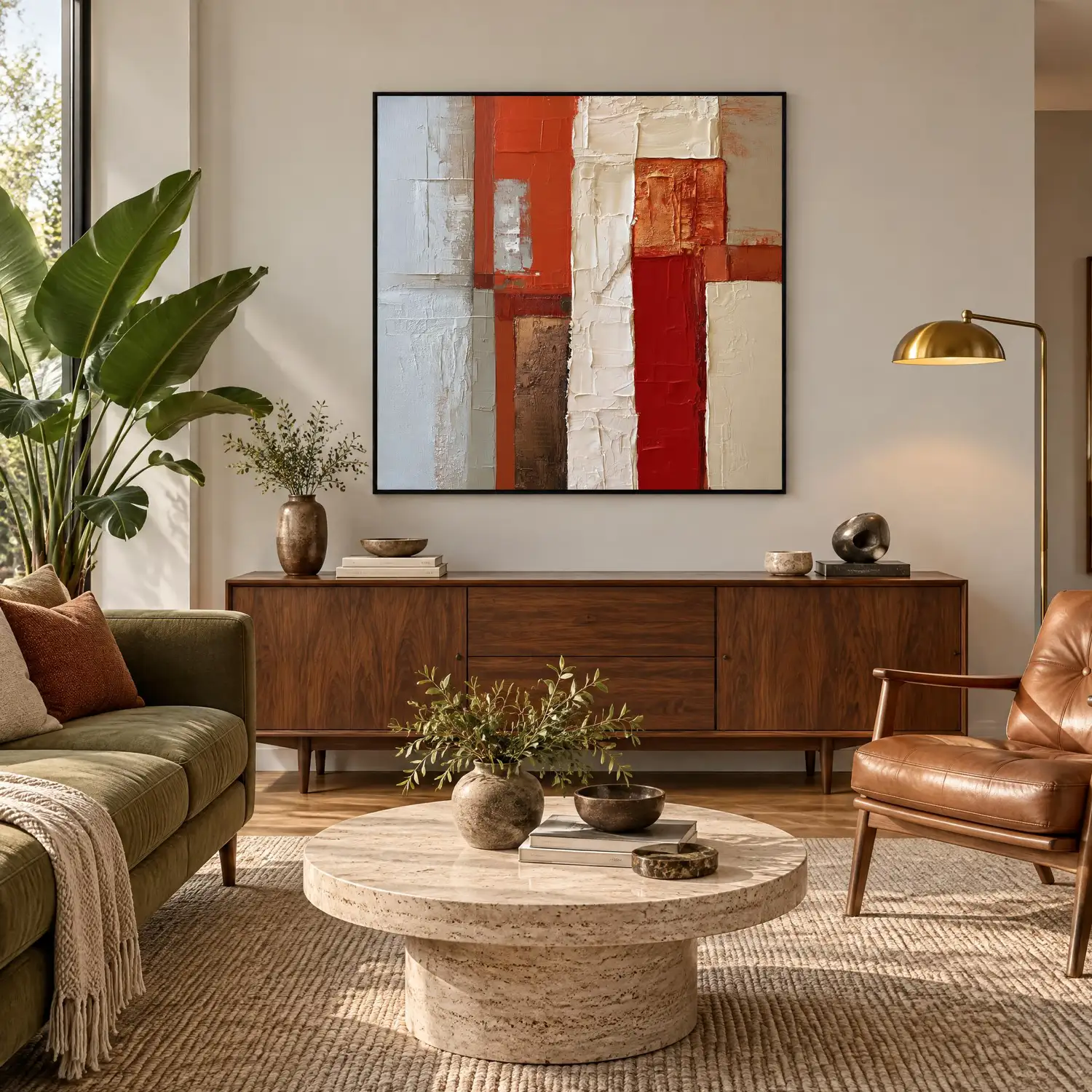 ember-columns-red-geometric-wall-art-display-02 S051 | Ember Columns – Red Geometric Wall Art