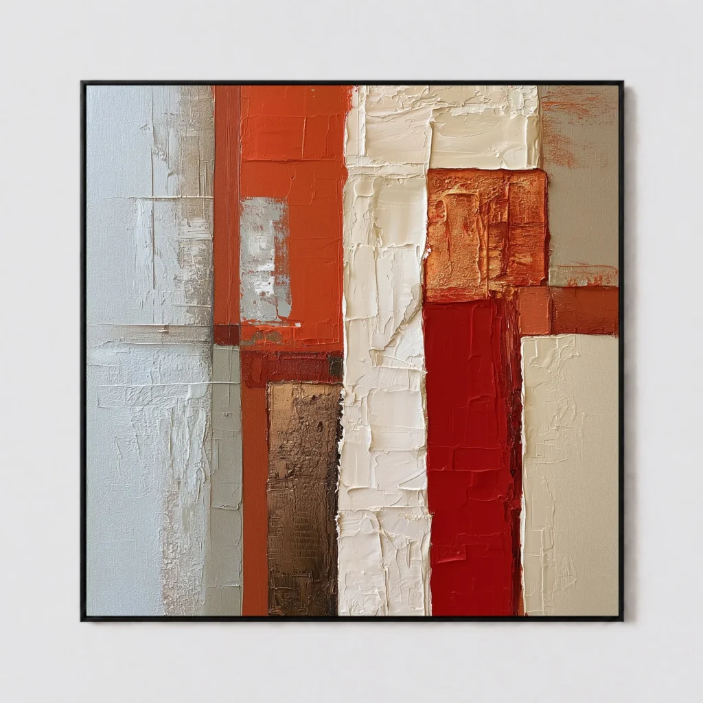 S051 | Ember Columns – Red Geometric Wall Art