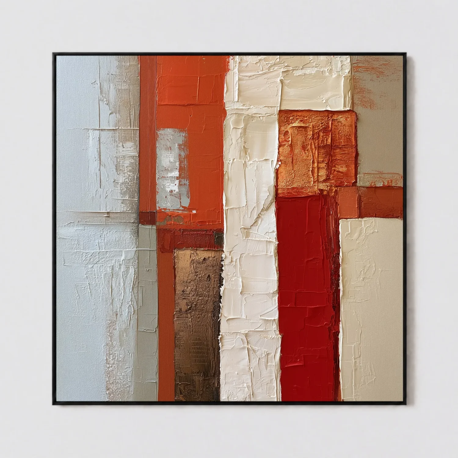 ember-columns-red-geometric-wall-art-ember-columns-red-geometric-wall-art-T-1x1-black-frame-wall S051 | Ember Columns – Red Geometric Wall Art