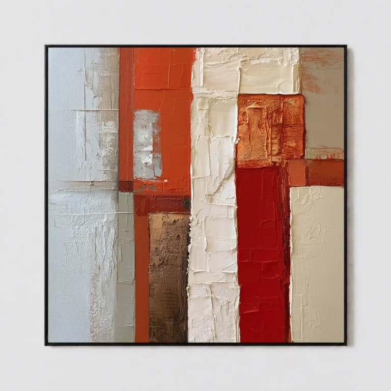 S051 | Ember Columns – Red Geometric Wall Art