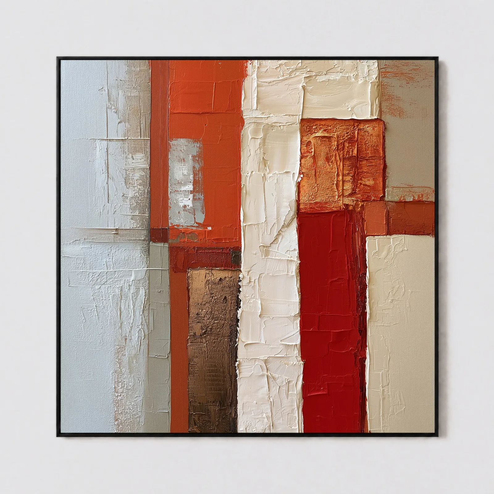 S051 | Ember Columns – Red Geometric Wall Art