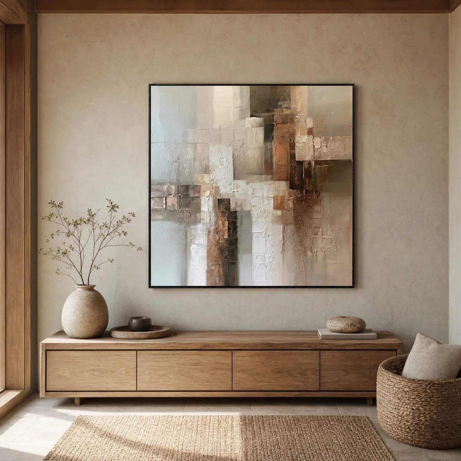 ivory-bridge-neutral-abstract-wall-art-display-04 S065 | Ivory Bridge – Neutral Abstract Wall Art