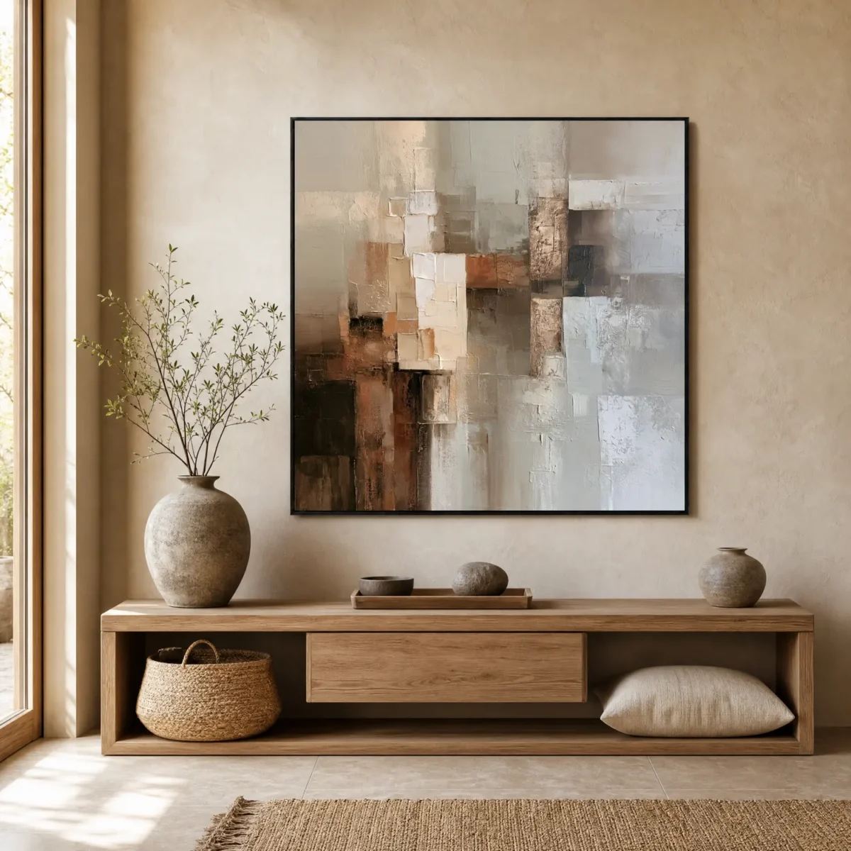 S060 | Ivory Column – Neutral Abstract Wall Art