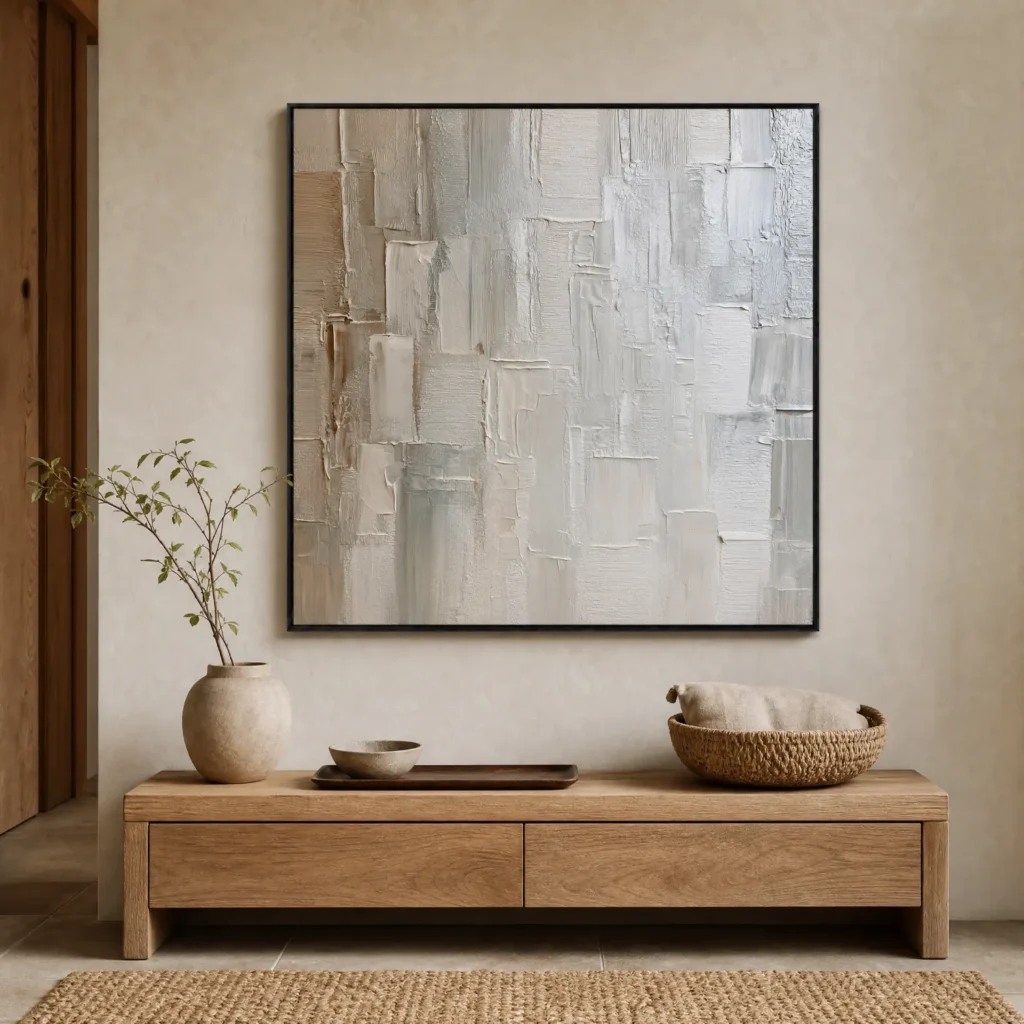 S068 | Ivory Passage – Textured Abstract Wall Art