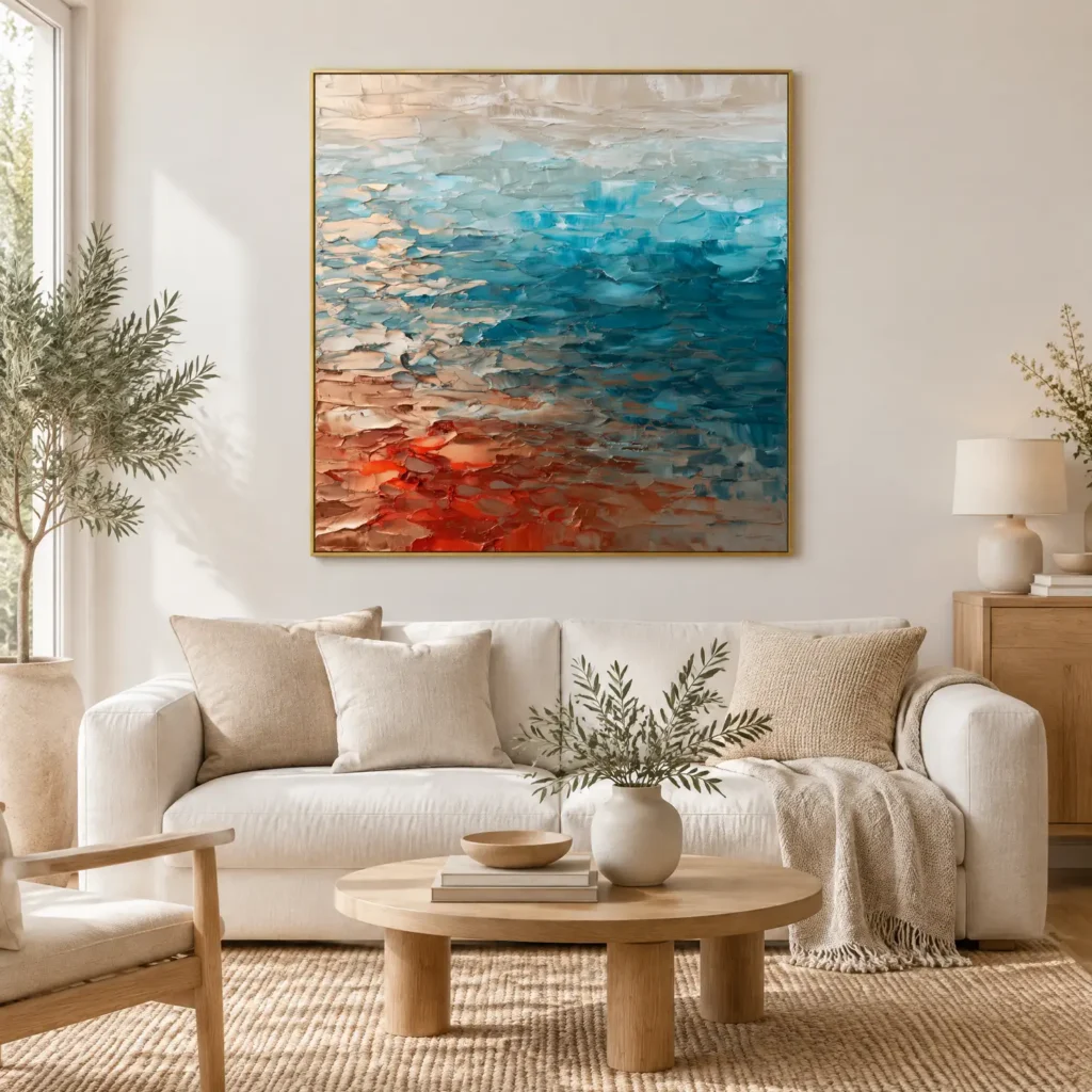 S046 | Lower Ember – Blue Abstract Wall Art