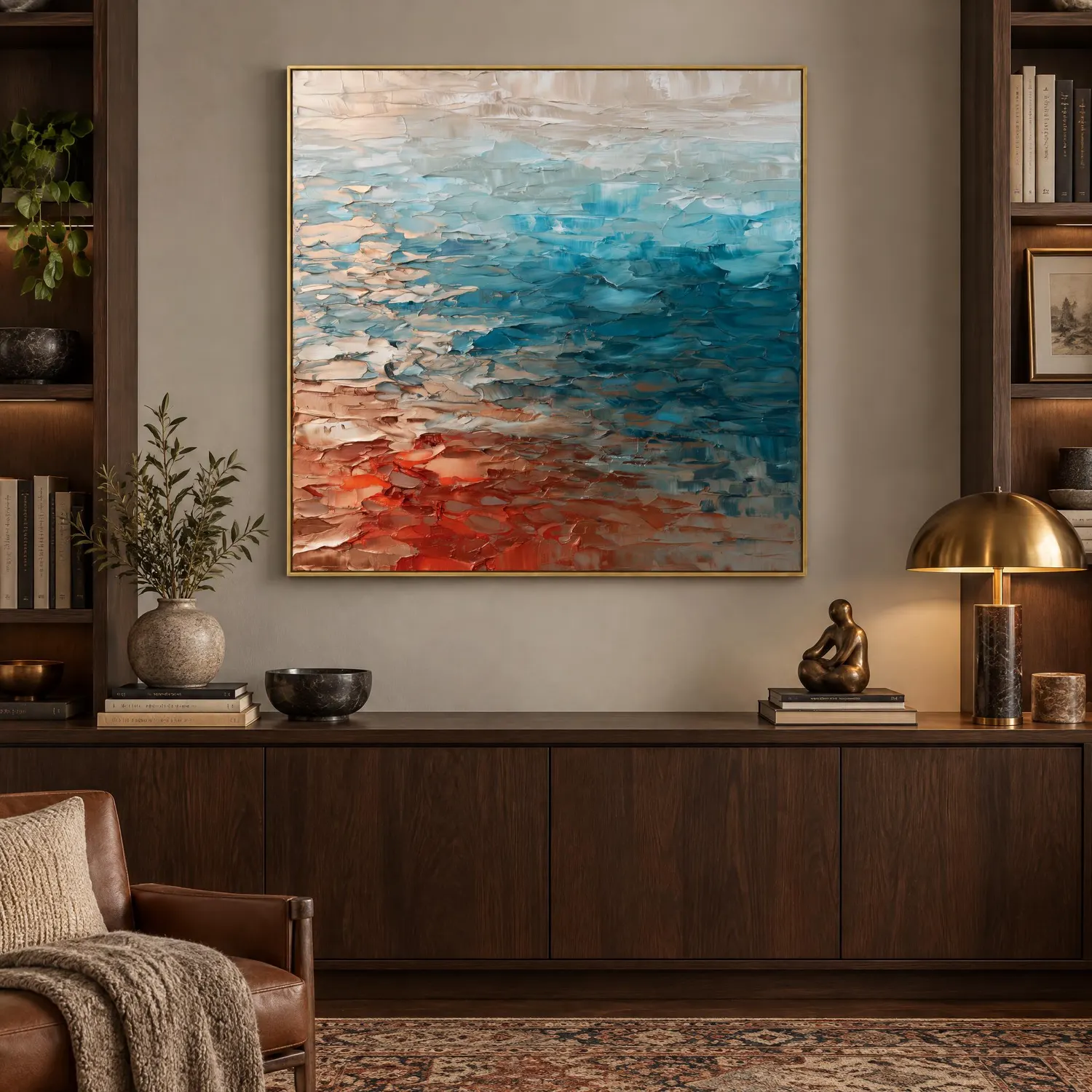 lower-ember-blue-abstract-wall-art-display-02 S046 | Lower Ember – Blue Abstract Wall Art