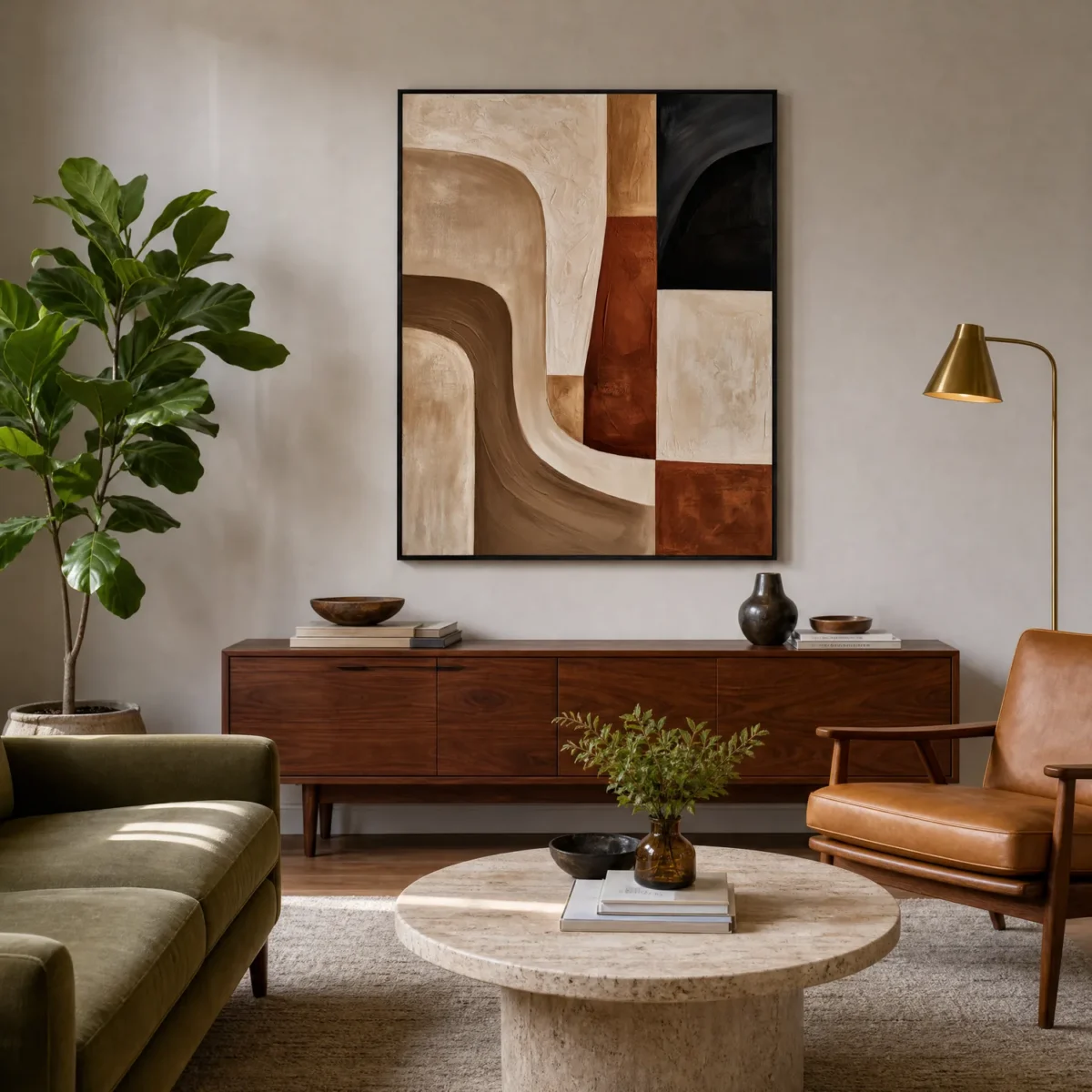 P096 | Nested Turns – Beige Abstract Wall Art
