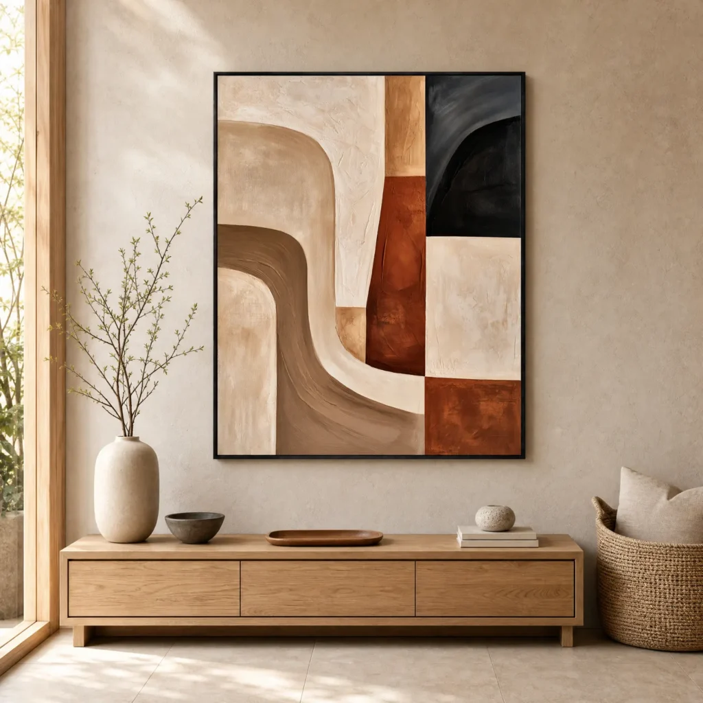 P096 | Nested Turns – Beige Abstract Wall Art