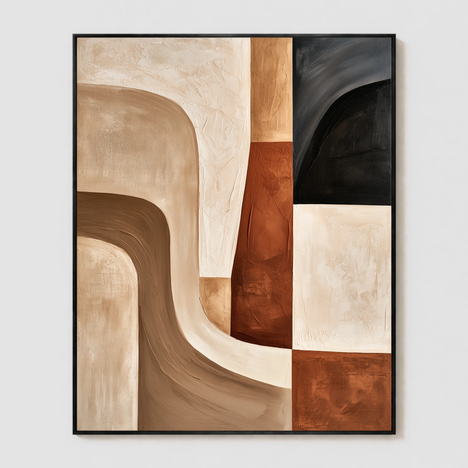P096 | Nested Turns – Beige Abstract Wall Art