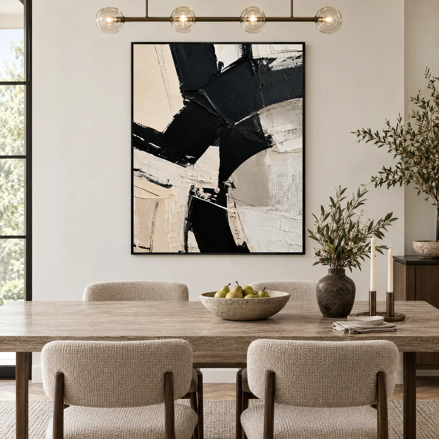 P111 | Oblique Crossing – Black and White Abstract Wall Art